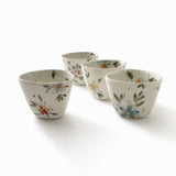 Porcelain Triangular Tea or Espresso Cups - Floral Collection - Set of 4
