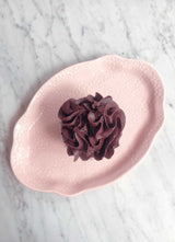 Porcelain Floral Oval Dessert Plate - Baby Pink
