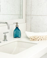 Rectangular Soap Dispenser Bottle - Handblown Glass - Lagoon