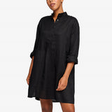 Short Sleep Shirt - Black Linen 100% Linen