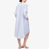 Flared Sleep Shirt - Blue Oxford Stripe