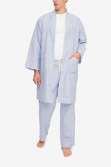 Unisex Robe - Blue Oxford Stripe