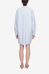 Flared Sleep Shirt - Blue Oxford Stripe