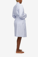 Unisex Robe - Blue Oxford Stripe