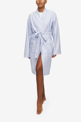 Unisex Robe - Blue Oxford Stripe