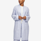 Unisex Robe - Blue Oxford Stripe