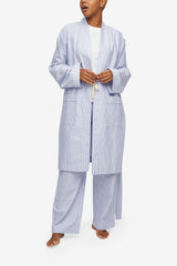 Unisex Robe - Blue Oxford Stripe