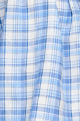 Ankle Length Sleep Shirt Blue Plaid - 100% Linen - One Size