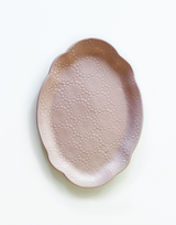 Porcelain Floral Oval Dessert Plate - Baby Pink