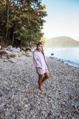 Oversized Natural Dyed Beach Hoodie with Logo on Back