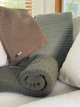 Pleated Knit Throw and Blanket - Sage