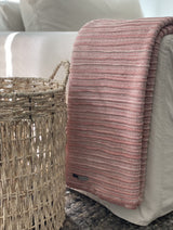Pleated Knit Throw and Blanket - Blush