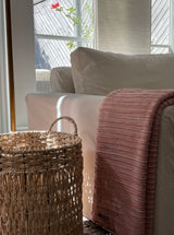 Pleated Knit Throw and Blanket - Blush