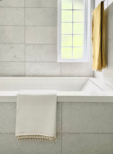 Oversized Waffle Bath Sheet with Tassels - 100% Certified Organic Cotton - White
