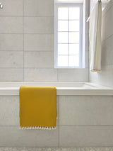 Oversized Waffle Bath Sheet with Tassels - 100% Certified Organic Cotton - Golden Yellow