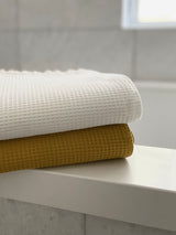 Oversized Waffle Bath Sheet with Tassels - 100% Certified Organic Cotton - White