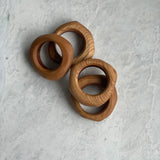 Hand Carved Wood Napkin Rings - Cherry Wood- Set of 4