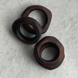 Hand Carved Wood Napkin Rings - Walnut - Set of 4