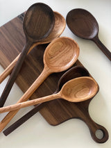 Hand Carved Long Handle Cooking Spoon - Cherry Wood
