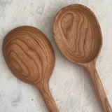 Hand Carved Long Handle Cooking Spoon - Cherry Wood