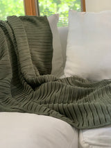 Pleated Knit Throw and Blanket - Sage