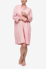 Long Sleep Shirt - Pink Flannel - 100% Brushed-Cotton