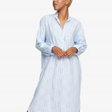 Ankle Length Sleep Shirt Soft Sky Stripe - One Size