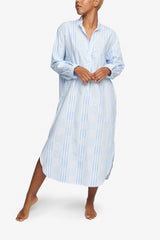 Ankle Length Sleep Shirt Soft Sky Stripe - One Size