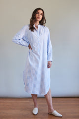 Ankle Length Sleep Shirt Soft Sky Stripe - One Size