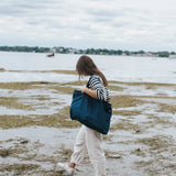Large Linen Bag - Navy Blue