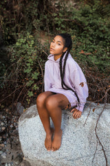 Oversized Natural Dyed Beach Hoodie with Logo on Back