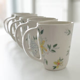 Porcelain Triangular Shaped Mugs - Floral Collection - Set of 2