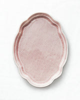 Porcelain Floral Oval Dinner Plates - Baby Pink