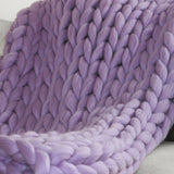 Large Chunky Knit Throw - 100% Hypoallergenic Merino Wool - Lavender