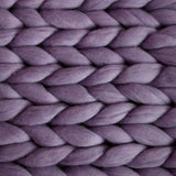 Large Chunky Knit Throw - 100% Hypoallergenic Merino Wool - Lavender