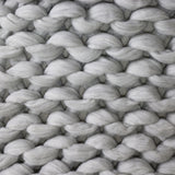 Large Chunky Knit Throw - 100% Hypoallergenic Merino Wool - Soft Grey