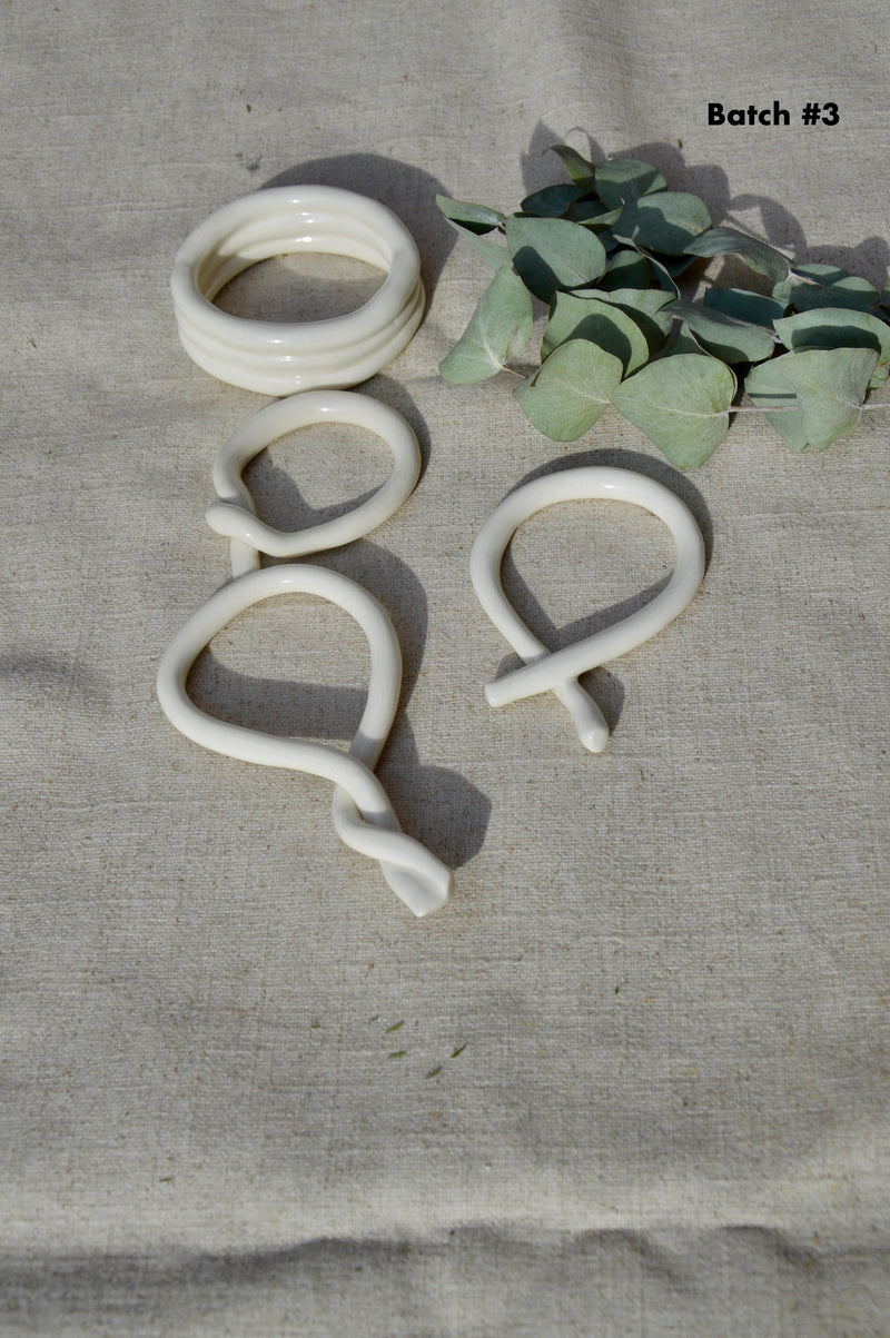 Porcelain Napkin Rings - White - Assorted - Set of 4
