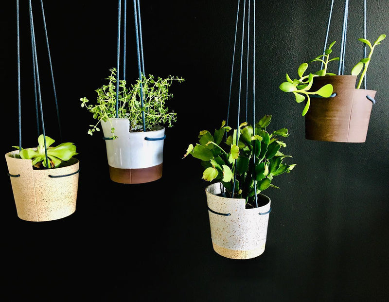 Speckled Sand Two-Tone Stoneware -  Hanging Planter