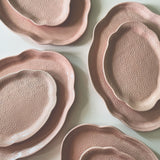 Porcelain Floral Oval Dinner Plates - Baby Pink