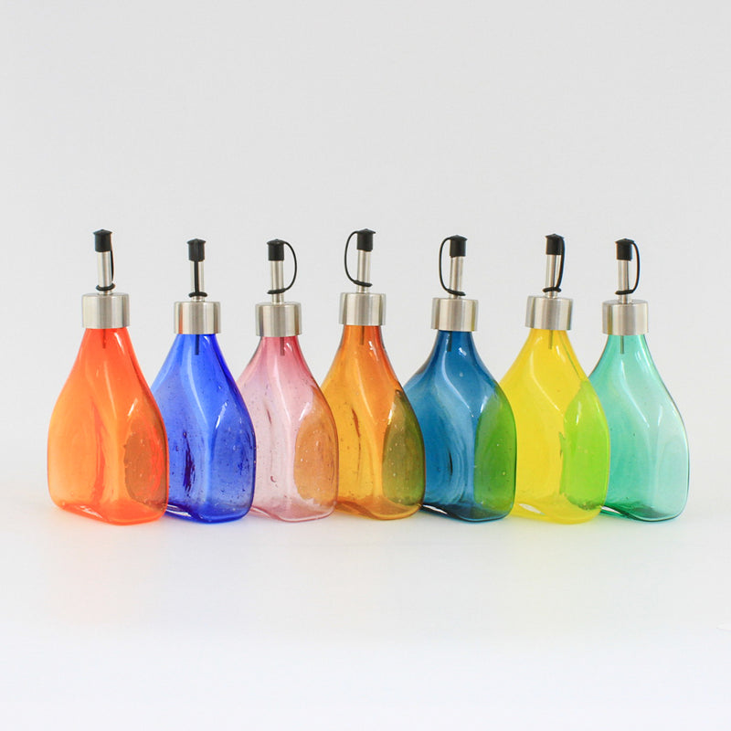 Rectangular Oil Dispenser Bottle - Handblown Glass - Orange