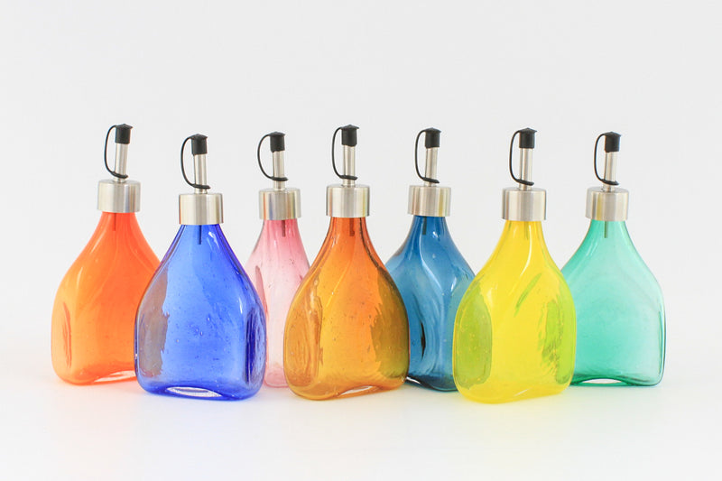 Rectangular Oil Dispenser Bottle - Handblown Glass - Orange