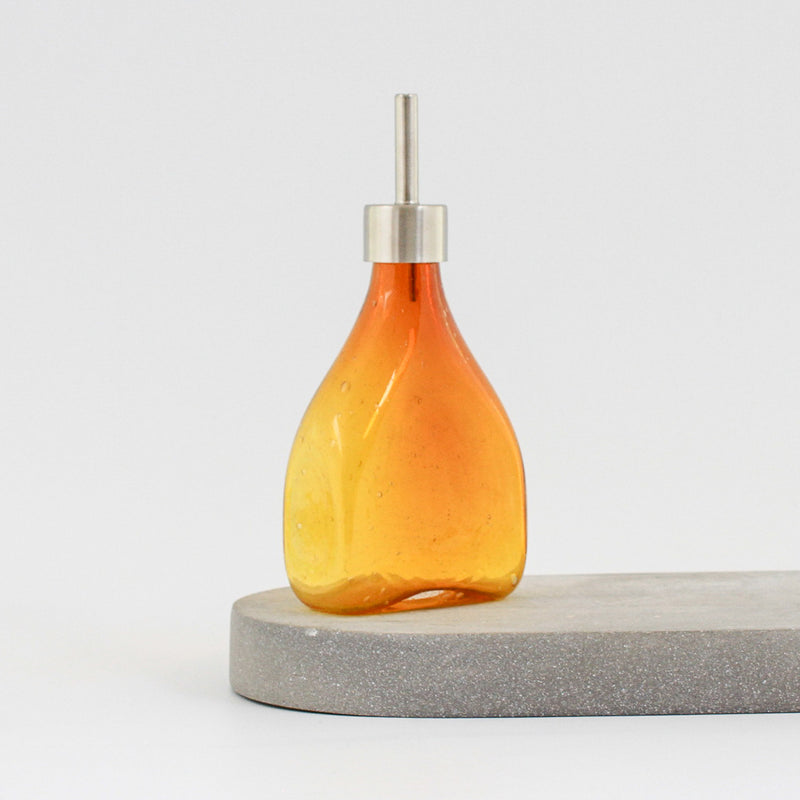 Rectangular Oil Dispenser Bottle - Handblown Glass - Gold Topaz
