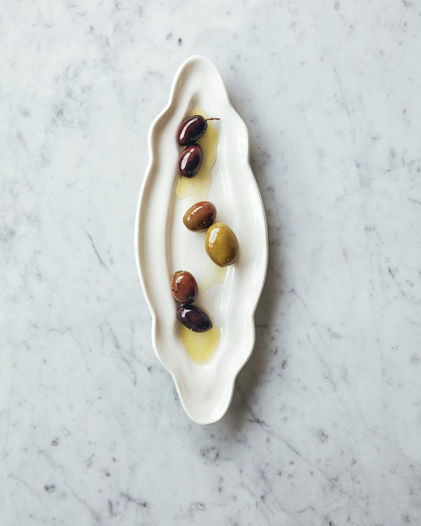 Porcelain Olive Serving Dish - White