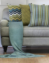 Pleated Knit Throw and Blanket - Blue Mist