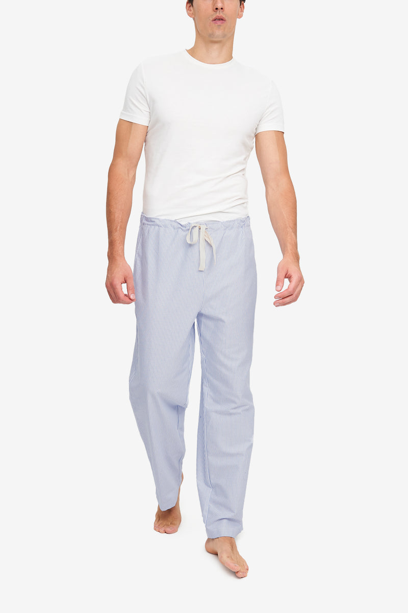 Men's Lounge Pants - Blue Oxford Stripe
