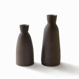 Dark Brown Sandstone Stoneware - Candlestick Holders - Set of 2