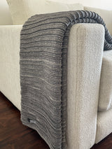 Pleated Knit Throw and Blanket - Heather Dark Grey
