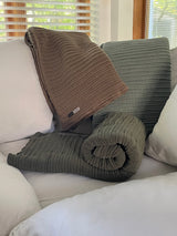 Pleated Knit Throw - Stone
