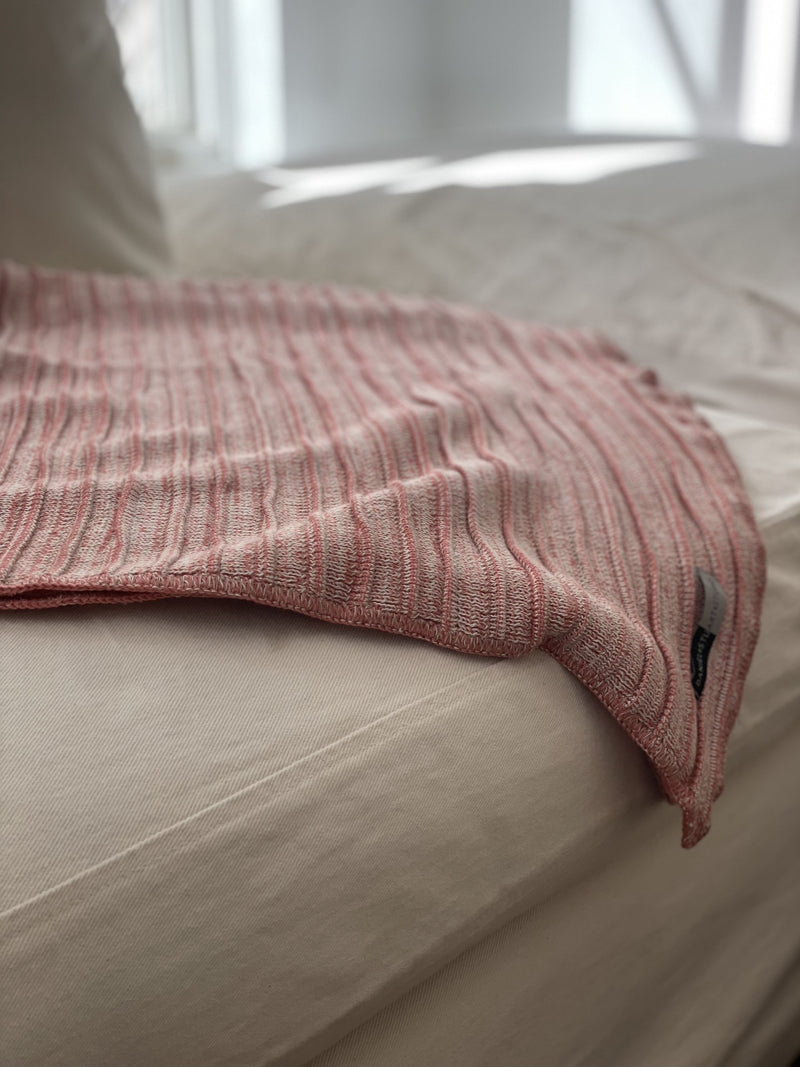 Pleated Knit Throw and Blanket - Blush