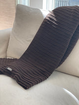 Pleated Knit Throw and Blanket - Chocolate Brown